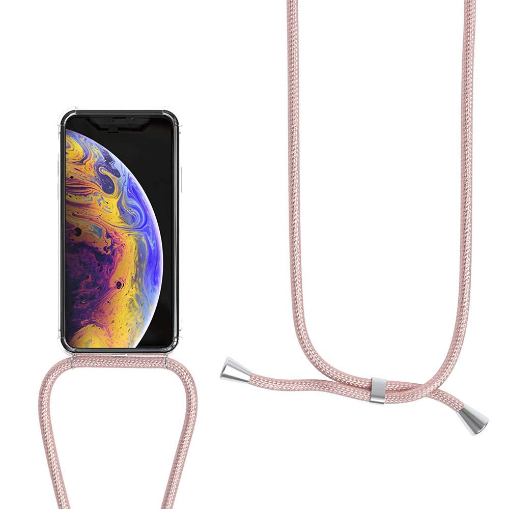 Funda Con Cuerda Para IPhone X/iPhone XS, Carcasa Transparente TPU Suave Silicona Cover Case Cubierta Con Colgante Ajustable Collar Correa De Cuello Cadena Cordón/Funda Colgante Movil Con Cuerda