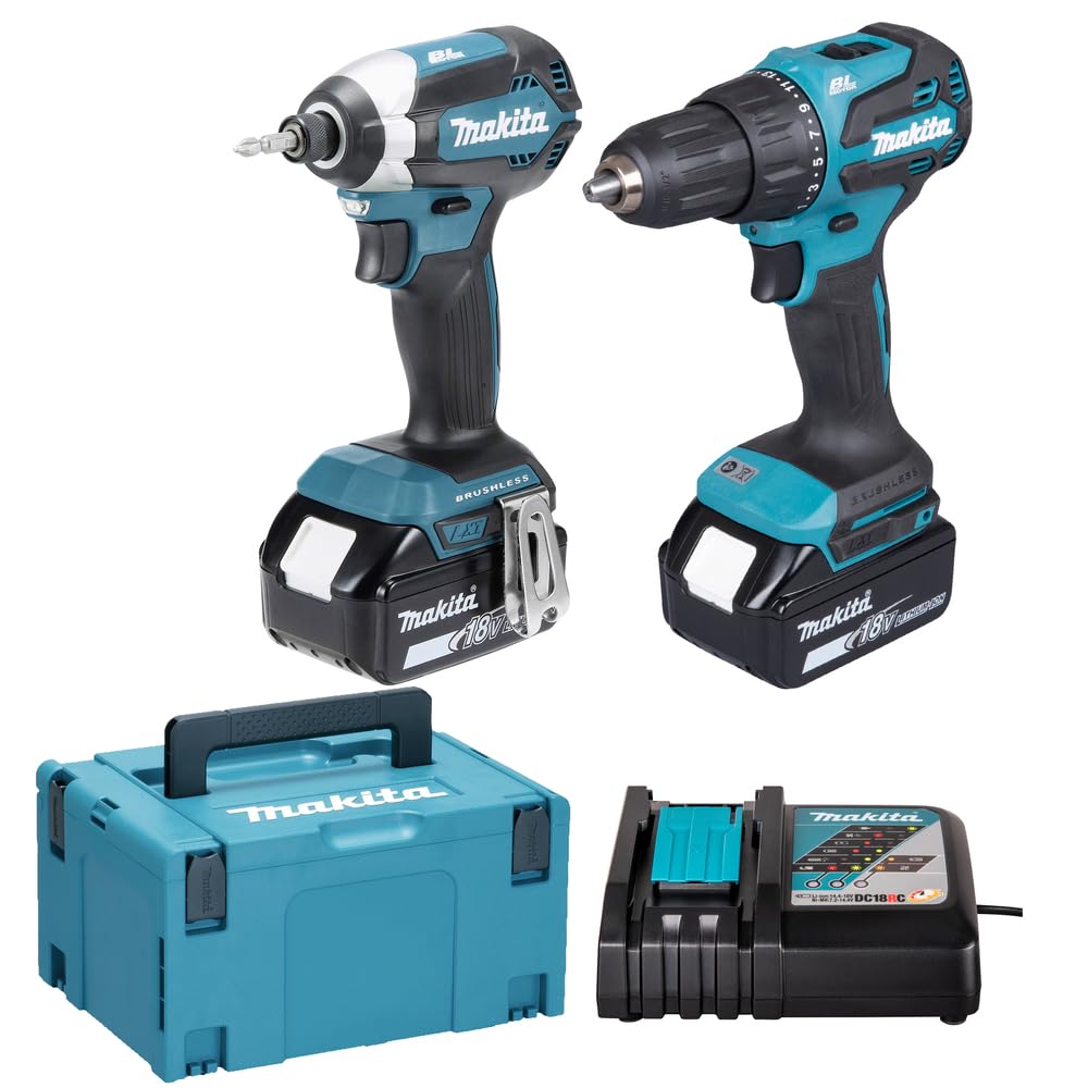 18 V DHP490 + DTD153 + 2 BL1850 18 V 5 Ah + 1 DC18RC Makita DLX2537TJ