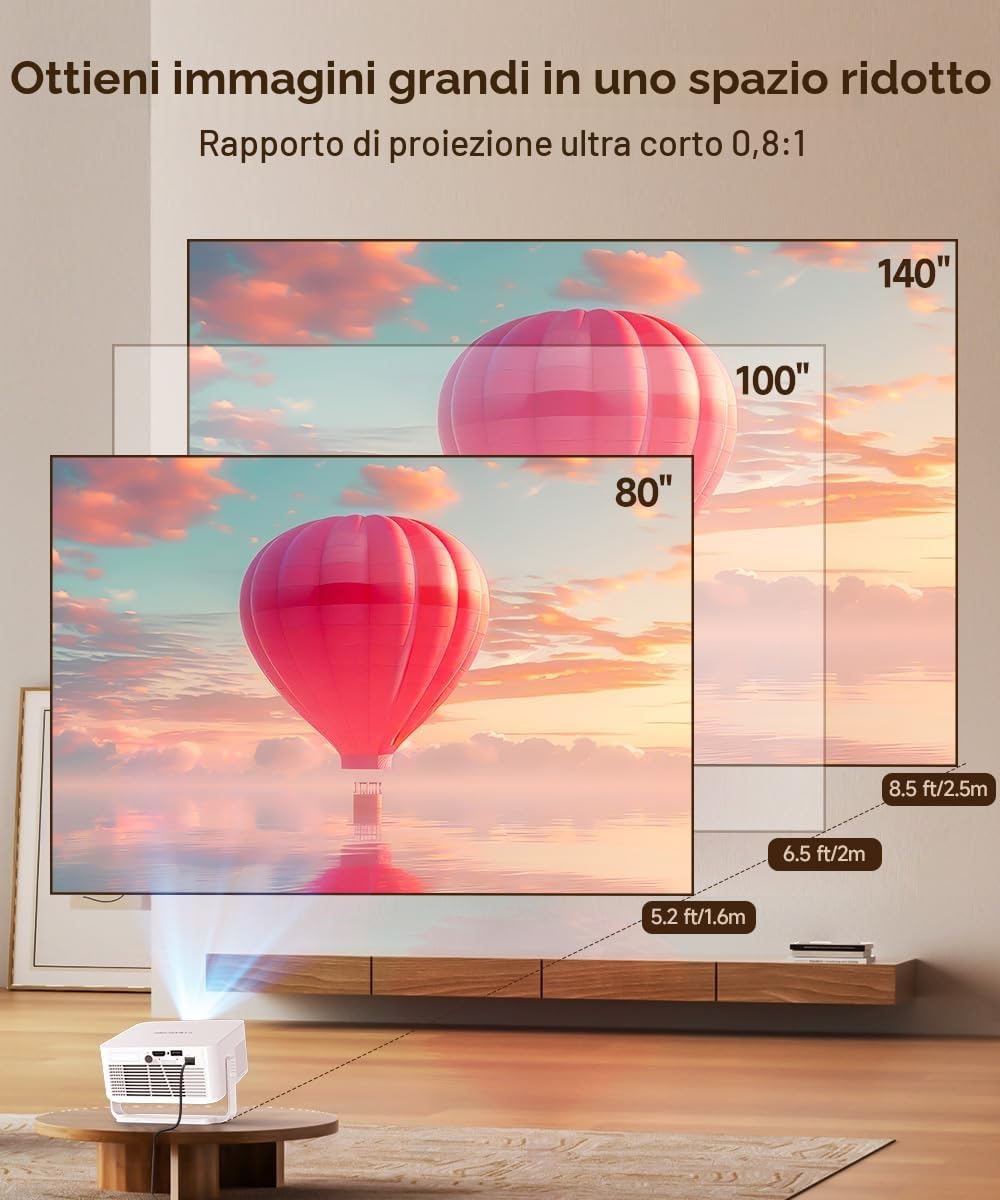 Magcubic Proiettore HY300max, Mini Proiettore 4K & 8K Supporta – Videoproiettore con WiFi 6, BT 5.4, 260 ANSI, Autofocus e Correzione Trapezoidale Automatica per Home Cinema, Ufficio e Campeggio