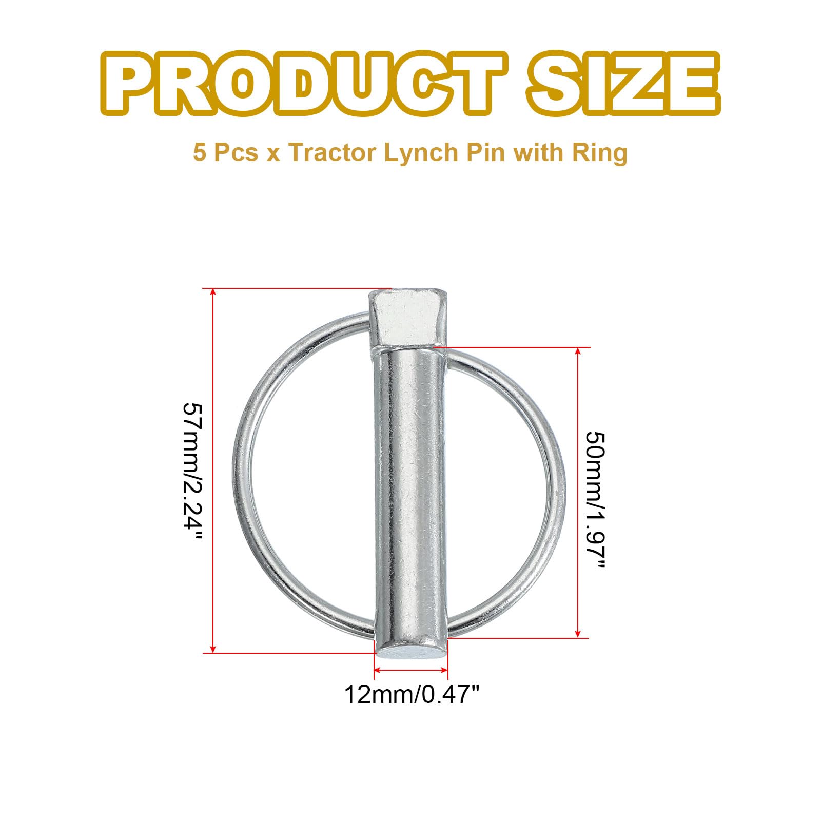 PATIKIL M12x50 mm Tractor Lynch Pin with Ring - Image 2