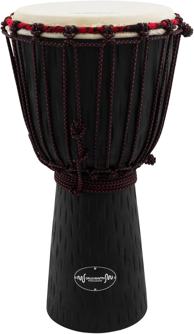 World Rhythm 9 Inch Djembe Drum, Wooden Mahogany African Hand Drum