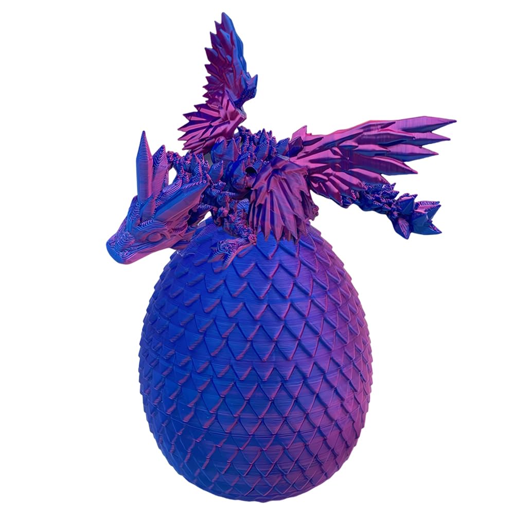 MGKEOUF 3D Printed Articulated Dragon in Crystal Egg - Flexible Figurine Decor for Home Office Desk