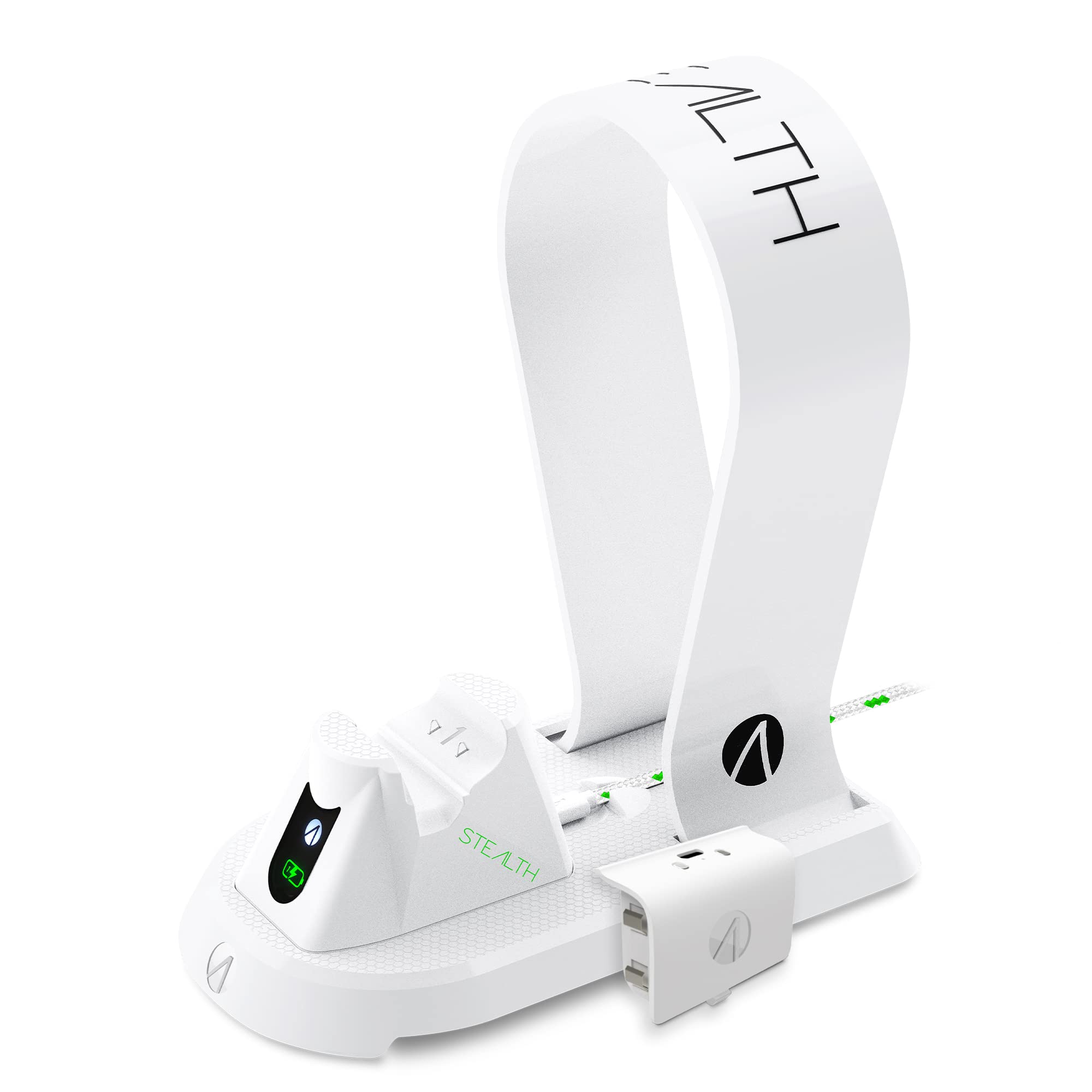 STEALTHSX-C60 White Charging Station with Headset Stand for XBOX ONE Including Rechargeable Battery
