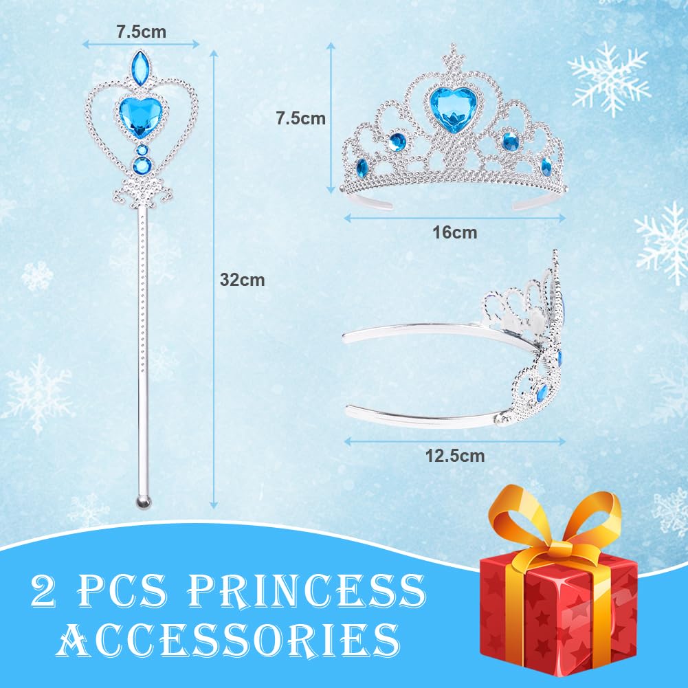 AUYAO Light up Princess Dress for Girls Kids Dress Up Princess Blue Costumes, Ice and Snow Princess Dress - Image 4