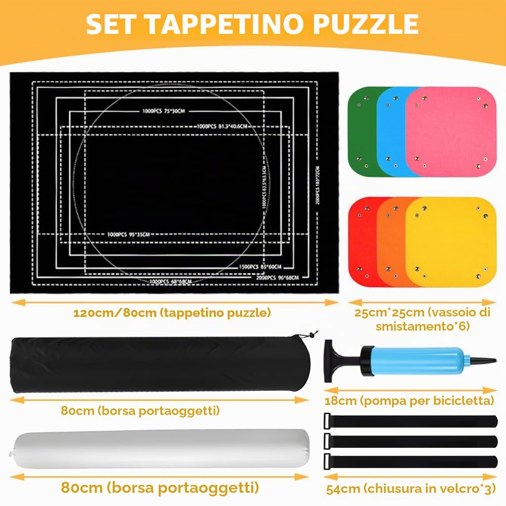 Joycabin Tappetino puzzle portatile per 1000, 1500, 2000 pezzi, tappeto per riporre e trasportare puzzle