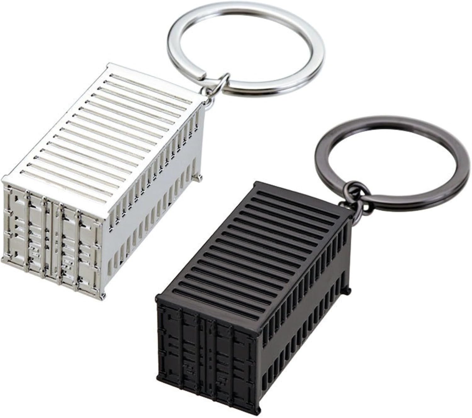 Container Ship Keychain EXIEJAWEN Container Shape Zinc Alloy Keychain Set Silver Black Key ...