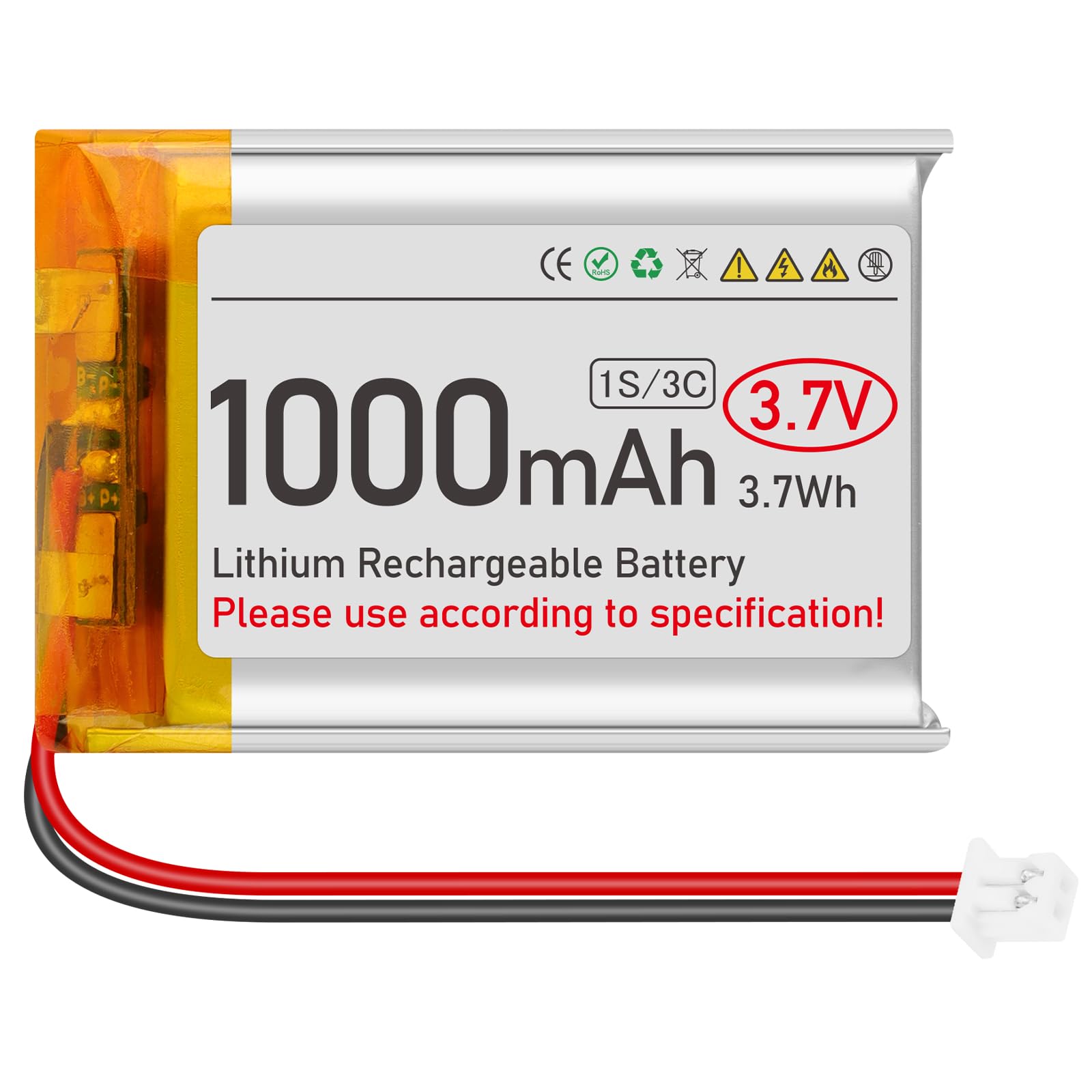 Amazon.co.jp: Makerfire 3.7V リチウムイオン電池 1000mAh 803040