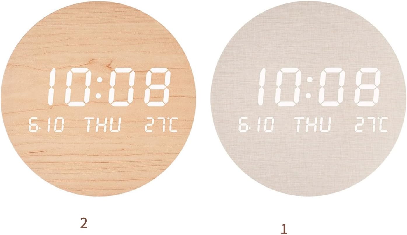 Multifunctional LED Clock Wall Clock with Alarm Temperature Date Features for Bedroom Desk Wall Temperature Display