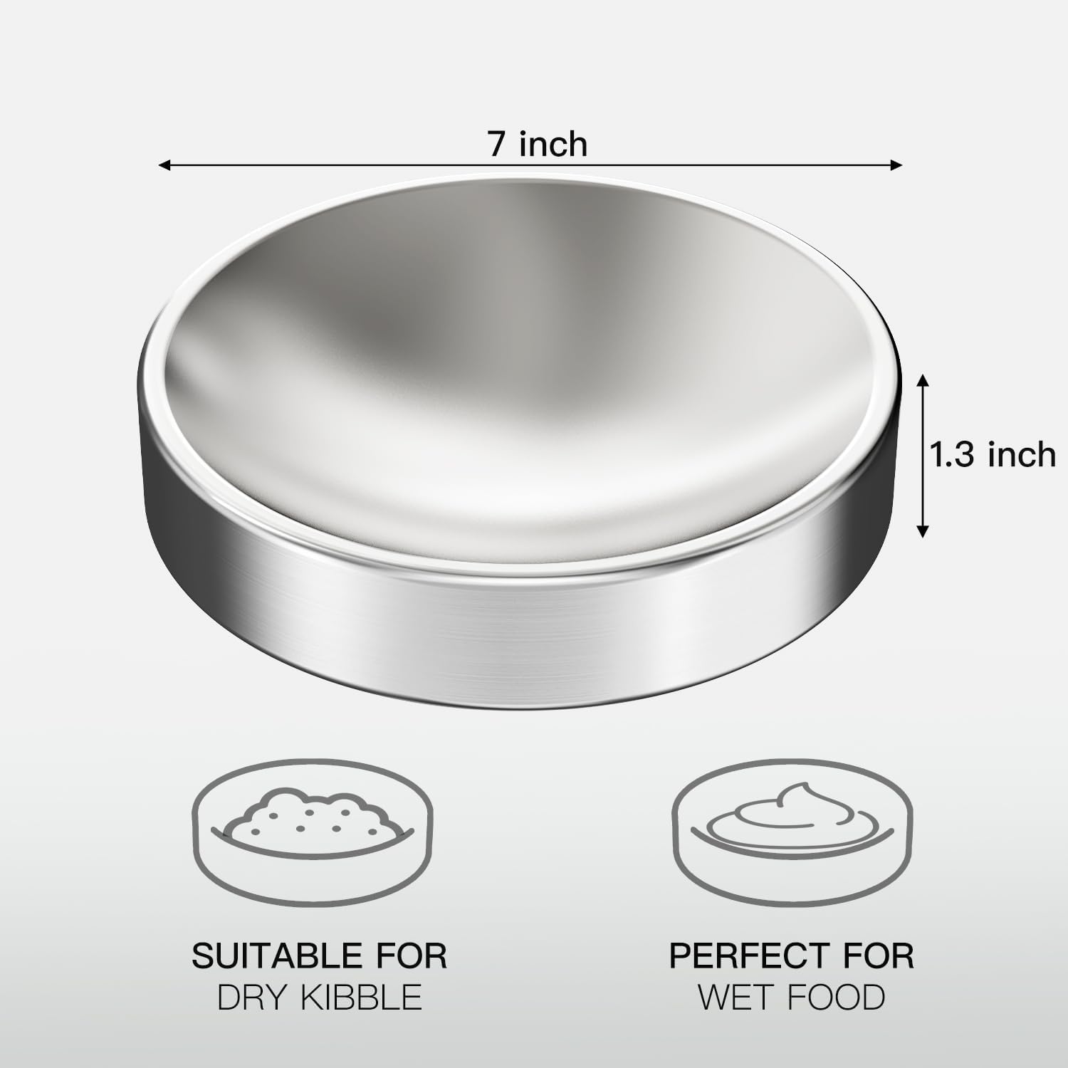 Stainless Steel Cat Bowls, Whisker-Friendly & Shallow Wide, 2Pack | Double-Wall Metal Pet Plates with Heavy Duty Non-Slip Base, Dishwasher Safe