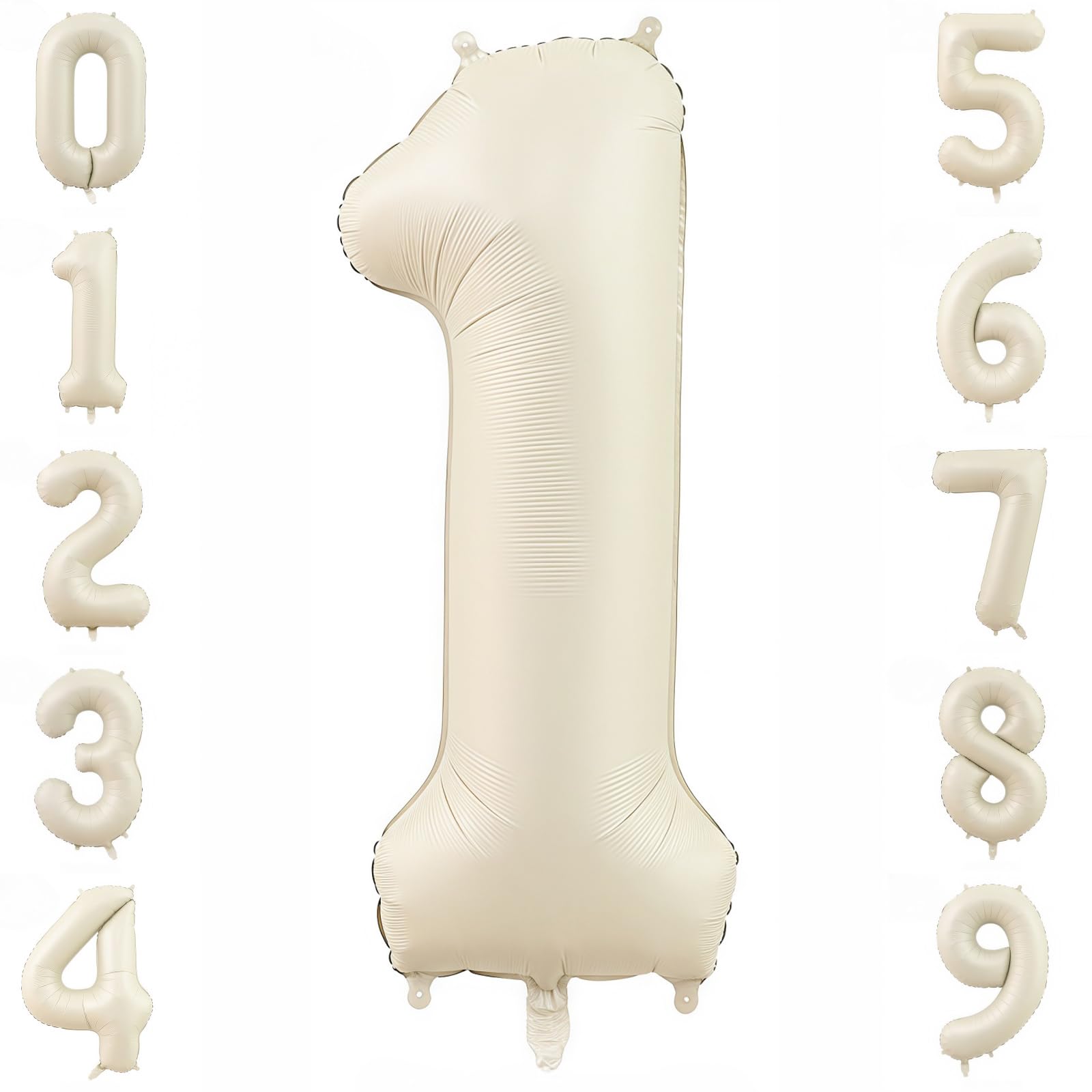 Cream Number 1 Balloons,40 Inch 1 Balloons Giant Helium Foil Mylar Beige 1 Balloon Number for Birthday Party Anniversary Decorations