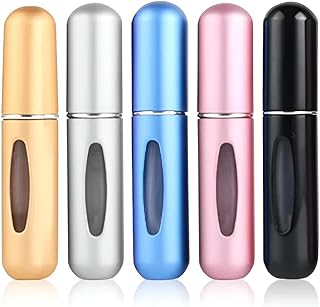 عطور السفر المدمجة - زجاجات رذاذ قابلة لإعادة التعبئة لعطر سهل أثناء التنقل ، مثالية للعمل والاستخدام في الهواء الطلق ، مجموعة من 4 ، 5 مل لكل منهما