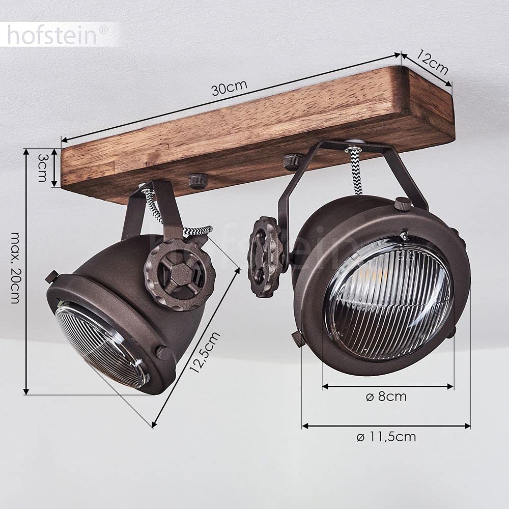 Herford Adjustable Ceiling Lamp - 2 GU10 Spotlights, Swivel & Tilt, Retro Industrial Design