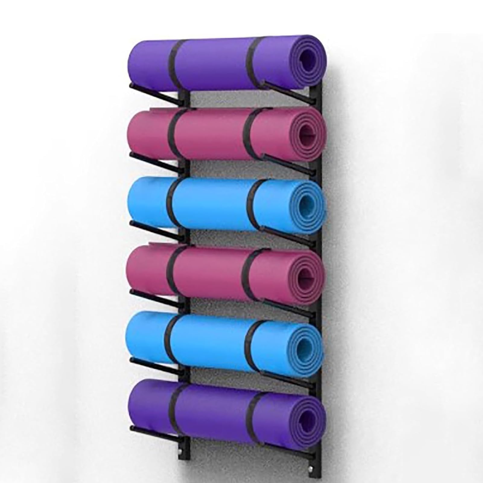 Soporte de pared para esterilla de yoga, estante de almacenamiento resistente para toallas y rodillo de espuma, organizador independiente de 2 capas para ahorrar espacio
