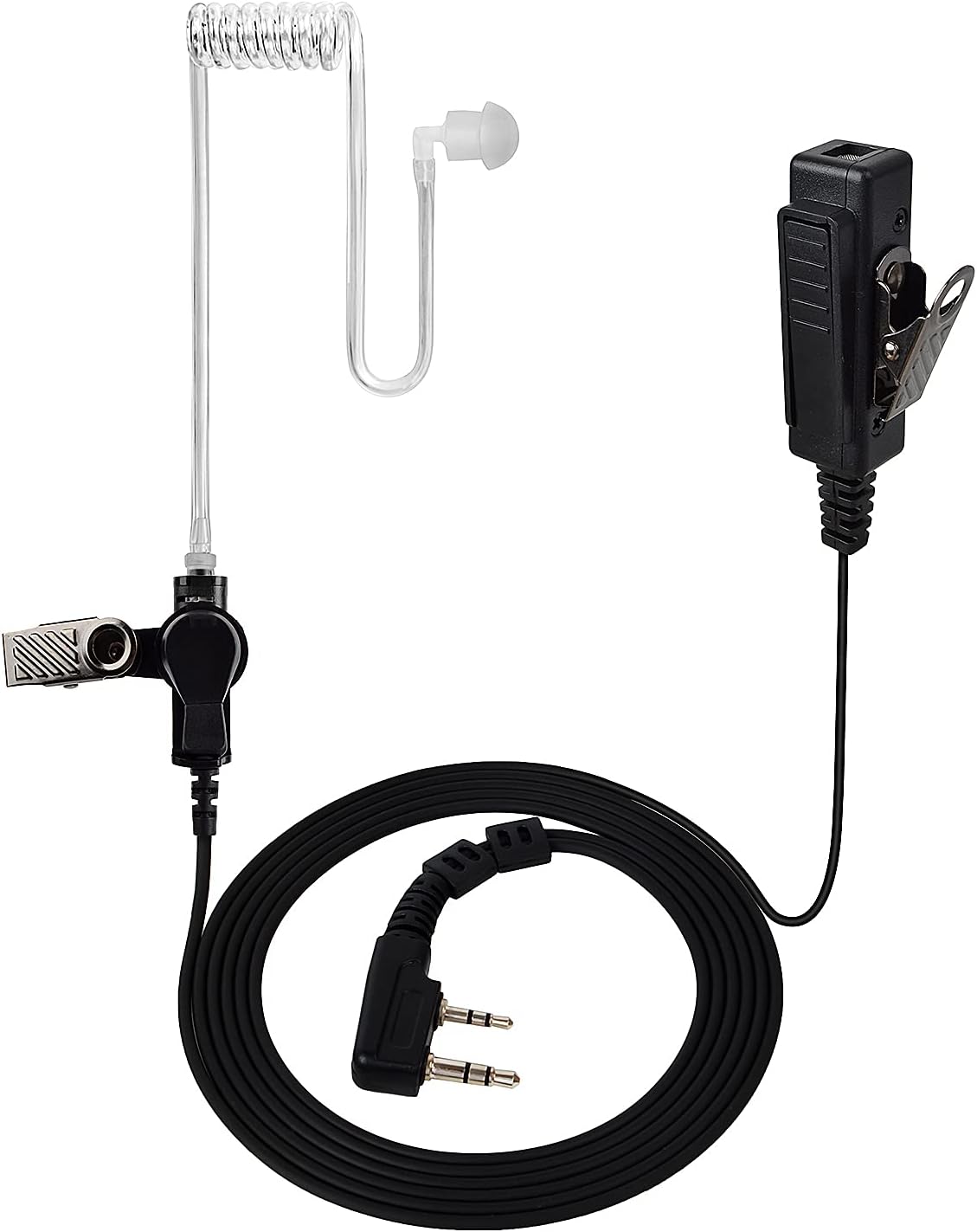 Air Covert Acoustic Tube Earpiece Walkie Talkie Security Headset 2 Pin with PTT Mic Microphone Compatible With Kenwood TK-3501 TK-3201 Baofeng UV-5R BF-888S UV-82 Retivis Two Way Radio