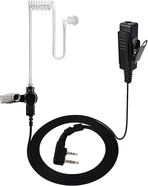 UAYESOK Air Covert Acoustic Tube Earpiece Walkie Talkie Security Headset 2 Pin with PTT Mic Microphone Compatible With Kenwood TK-3501 TK-3201 Baofeng UV-5R BF-888S UV-82 Retivis Two Way Radio