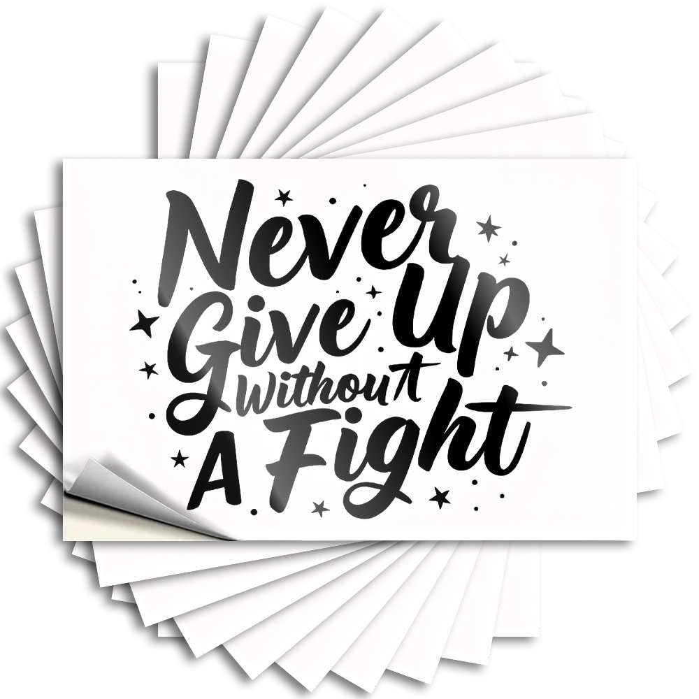 Tattoo Stuff Vinyl Sticker | Never Give Up Without A Fight. Cool for Sports Use(6X9CM)