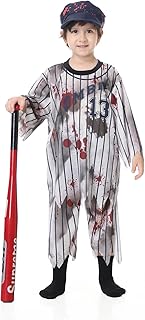 LMYOVE Baseball Player Zombie Costume for Boy, Scary Halloween Costumes for Zombie Theme Partyï¼ˆNot Include Socksï¼‰