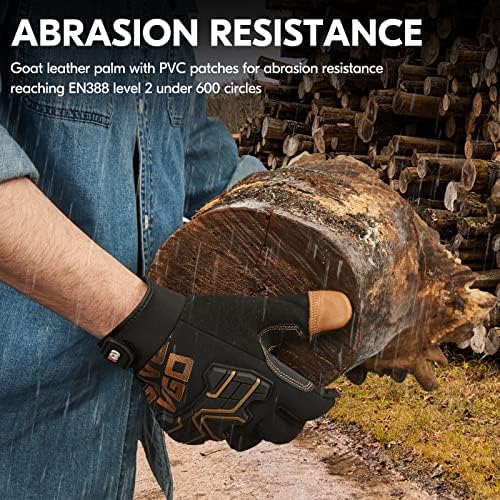 Vgo... 1 Pair Safety Work Gloves,Mechanics Gloves,Impact Gloves,Rigger Gloves,Medium Duty(Size S,Brown,GA9617)