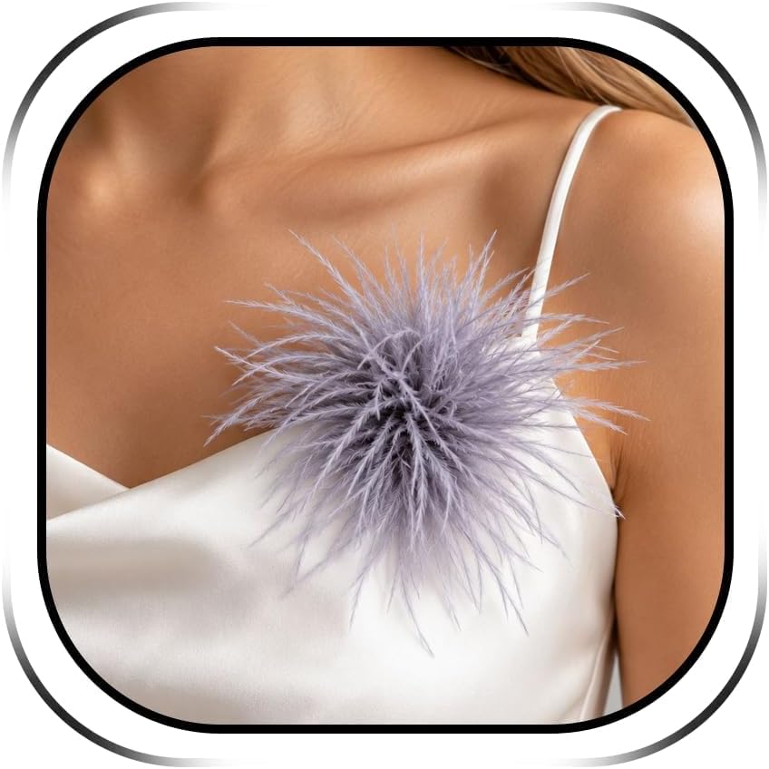 Ostrich Feather Brooch Feather Clip Accessories for Women Dress