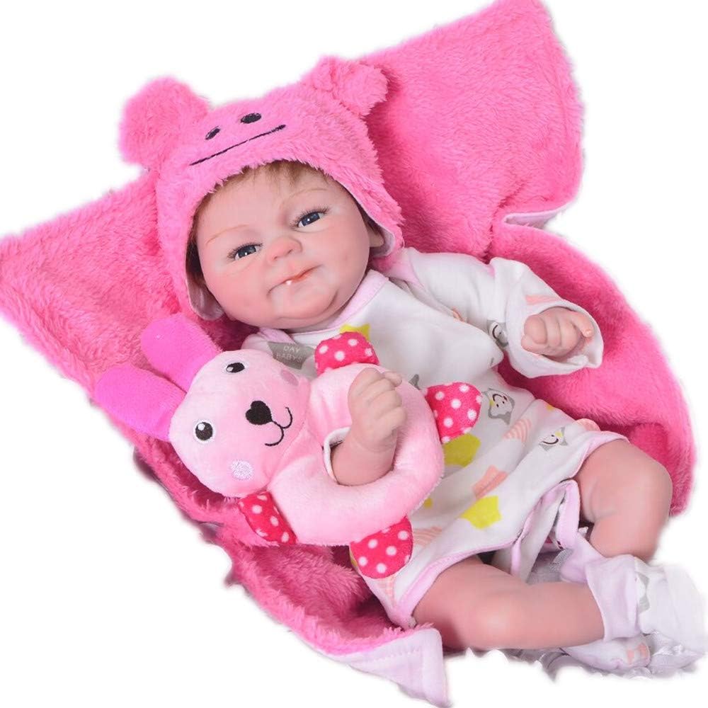 KEIUMI 17 Inch Smiling Reborn Baby Dolls Realistic Soft Silicone Newborn Girl Kids Birthday Gift (Girl)