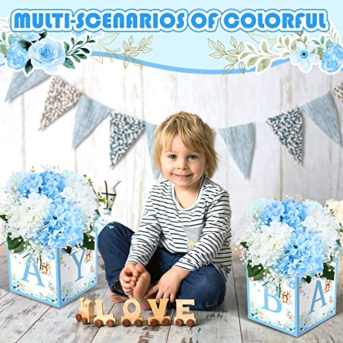 Image of Bucherry 6 Pcs Baby Shower Centerpiece Boxes with 'Baby' Letters Flower Boxes Tables Decoration for Girl Baby Shower, Birthday, Gender Reveal Party Favors(Blue,Blue Bear)