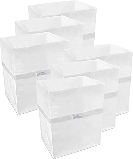 4 Gallon Disposable Pop-Up Trash Cans (6-Pack) with Fitted Bags – Foldable Garbage & Recycling Bins for Parties, Events & Kitchen (White, 12" H x 10" W x 8" D)