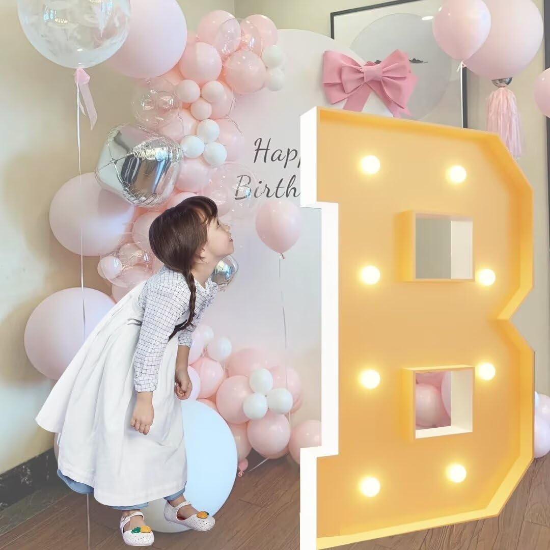 Letrero luminoso de marquesina de 100 cm, letra B, grande decorativo con luz LED, números de mosaico para globos para el día de San Valentín, cumpleaños, Navidad, Año Nuevo