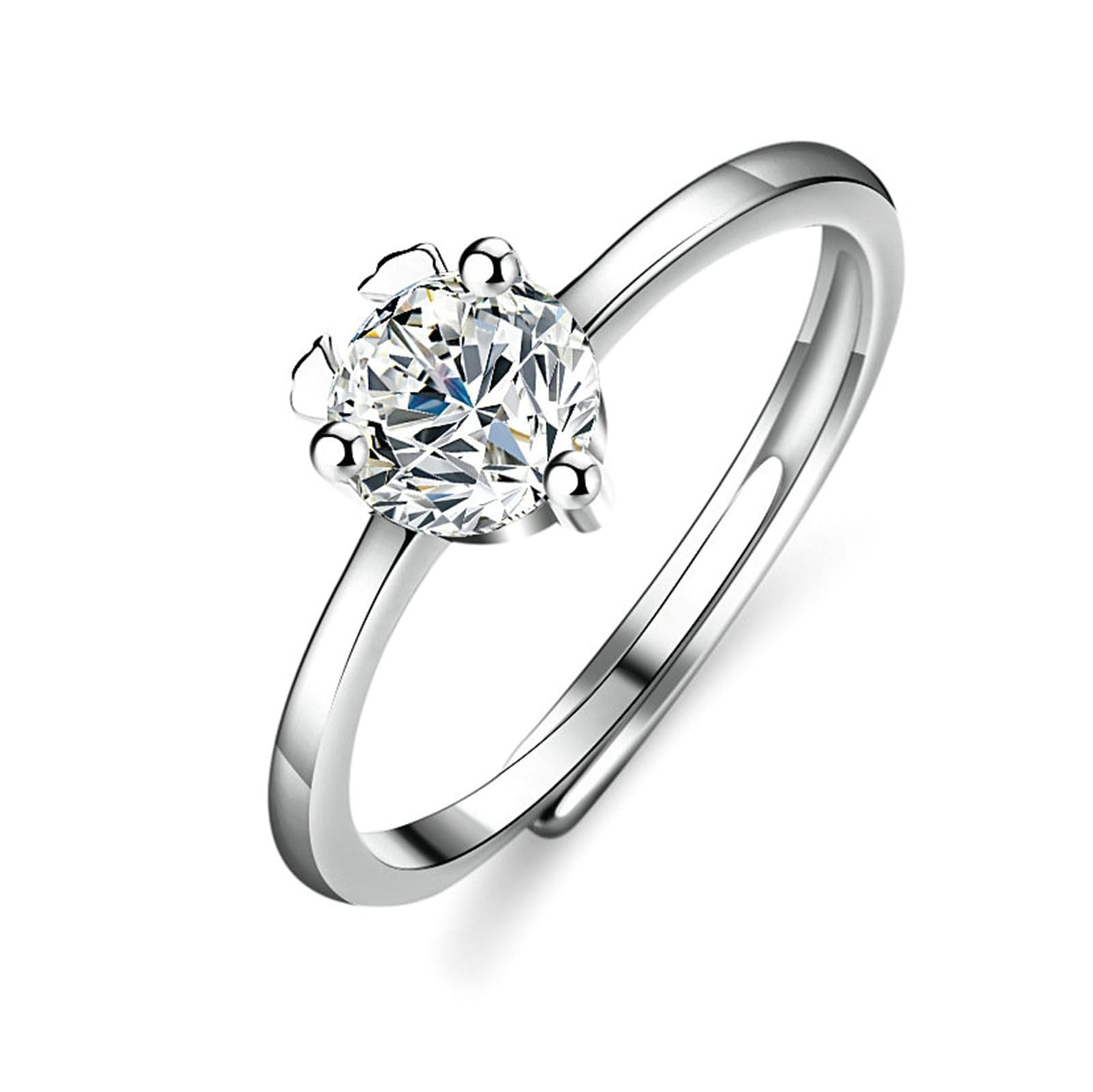Anillo de compromiso para mujer de oro blanco y oro blanco con diamante cultivado en laboratorio de 0,5 ct