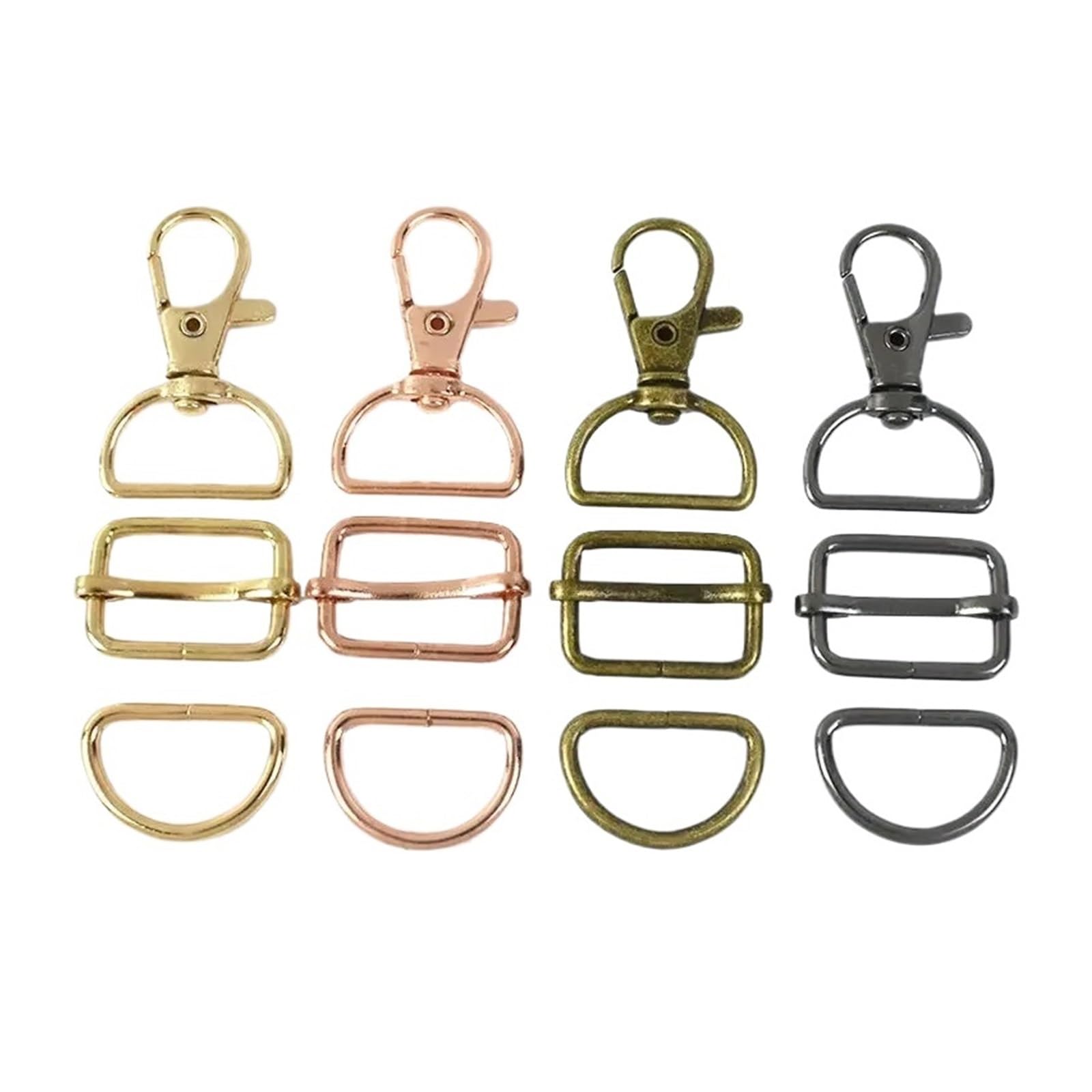 1 zestaw metalowych klamer do torebek na pasek obrotowy karabińczyk pętle D pierścień suwak taśmy regulator klamry karabińczyk akcesoria DIY(LightGold)
