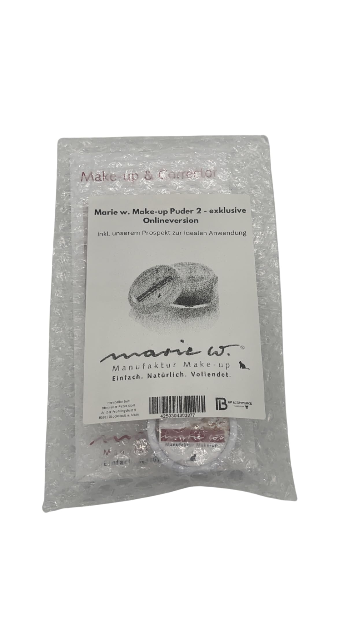 marie w. - Make Up Puder Nr. 2, ergiebiges Puder-Make-up für den hellen bis mittleren Teint, helle Haut - vegane Naturkosmetik - 5 g