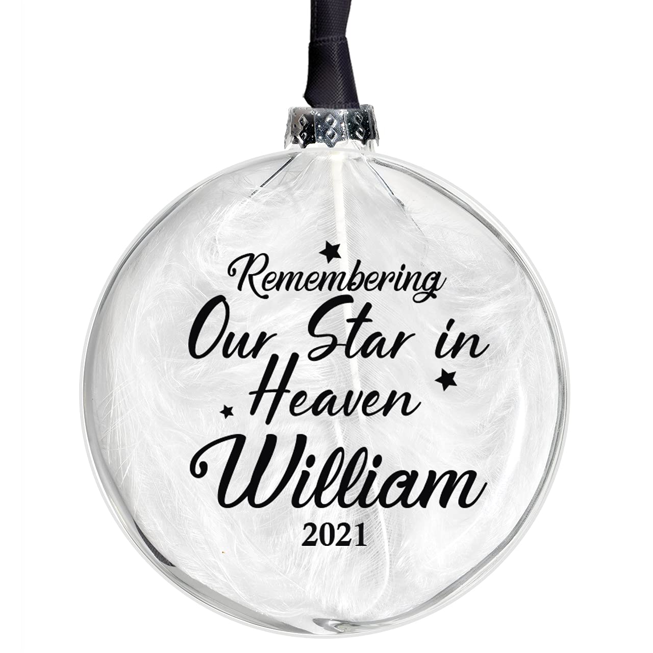 Ellie Charles Personalised Memorial Glass Bauble, Our Star in Heaven