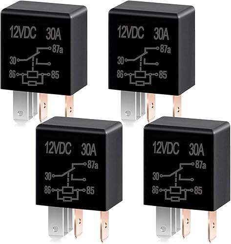 cerfioo Pack-4 Relés de automóvil de 5 pines y 12 V, kit de relé estándar resistente, accesorios universales de repuesto para automóvil, para la disponible en Yaxa Venezuela