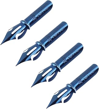 Dip Pen Replacements, Steel Fountain Calligraphy Nibs, 4Pcs | Huge Ink Storage & Smooth Writing, Premium Steel, for Calligraphy Writing Painting
