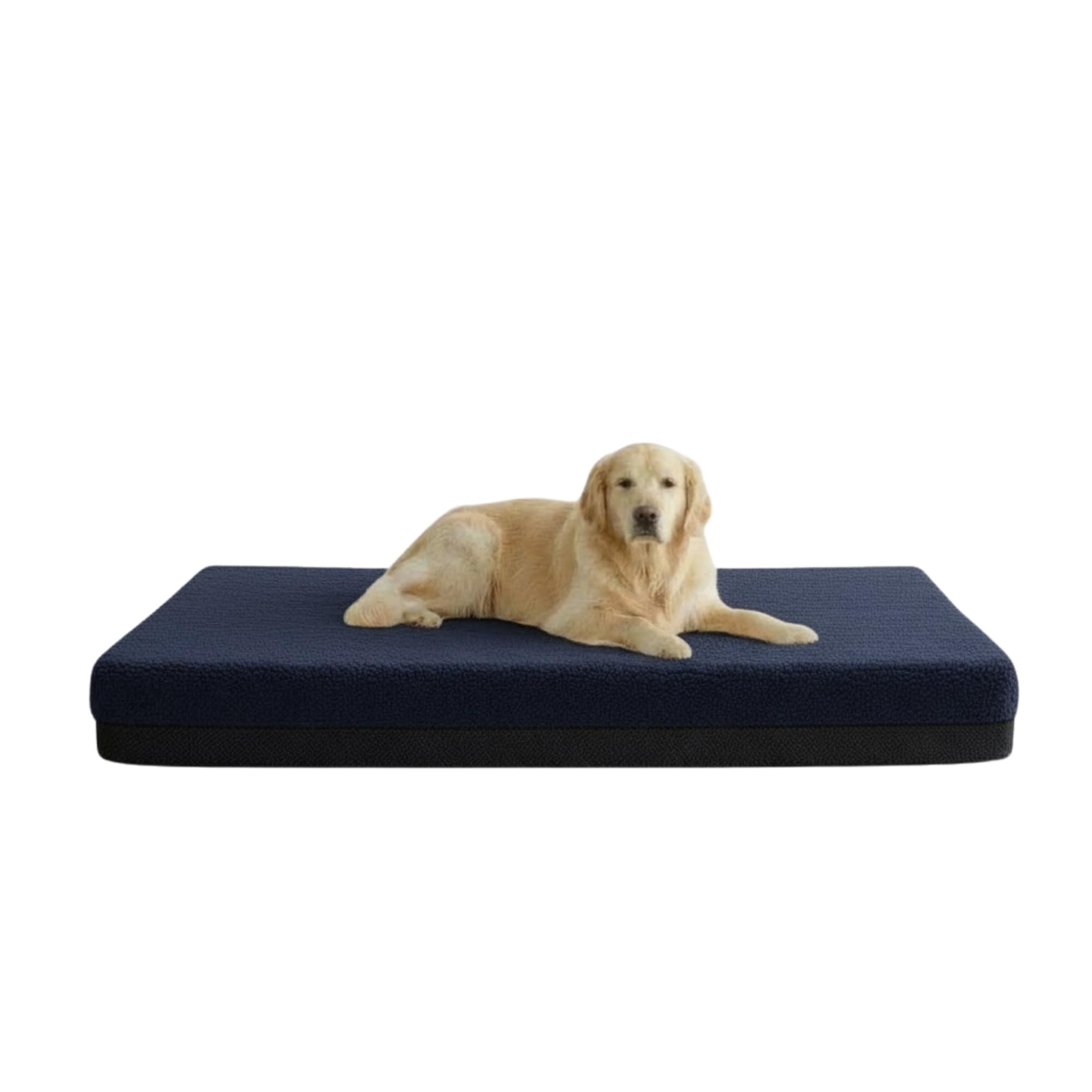 Kosiproducts Waterproof Dog Bed Mattress Non Slip Removable Washable Anti Pill Fleece Fabric Navy Blue 120cm x 90cm x 10cm — image 1