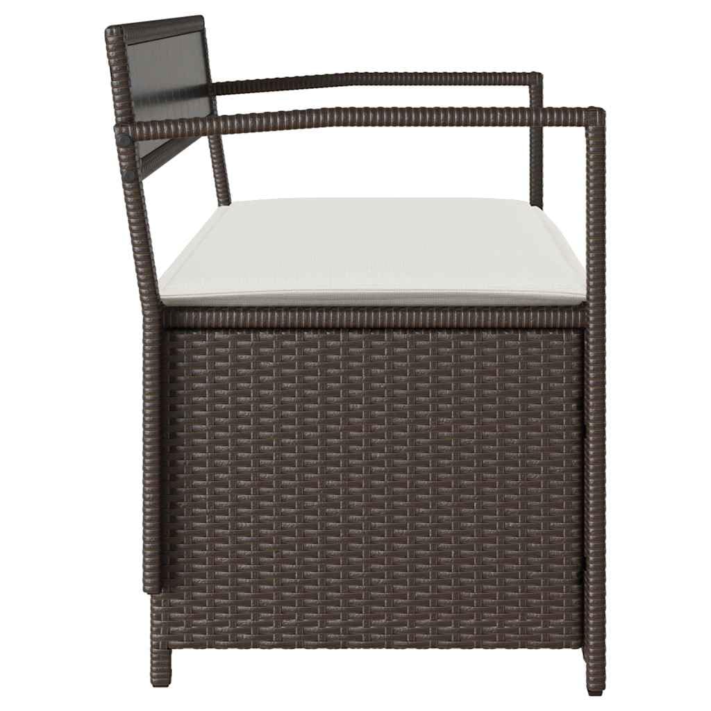 Generico Panca Portaoggetti da Giardino con Cuscino Marrone Polyrattan,Mobili,Mobili da Giardino,Mobili e sedie da Giardino,Panchine da giardino-4103837