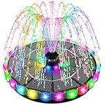 SZMP 3.5W Solar Fountain for Bird Bath with 2000mAh Battery & 3D Color Changing LED Light, 4 Anti-Drift Fixer & 8 Nozzles, 2026 Upgrade Solar Powered Water Fountain Kit for Garden, Patio, Pond