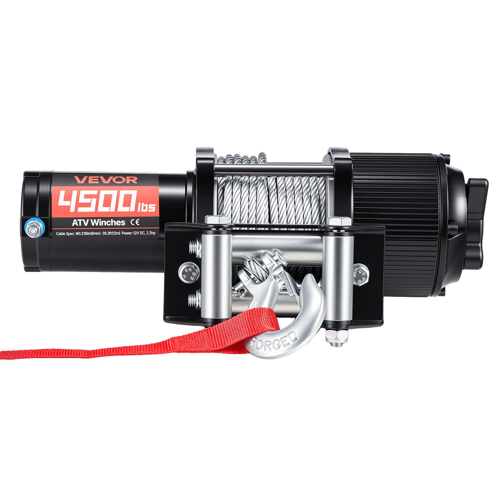 VEVOR Verricello Elettrico con Cavo da 2041 kg, Verricello Elettrico da 12 V CC per ATV/UTV con Cavo in Acciaio Ø 6 mm x 12 m, Telecomando Wireless e Cablato, Protezione IP54, per Recupero Stradale