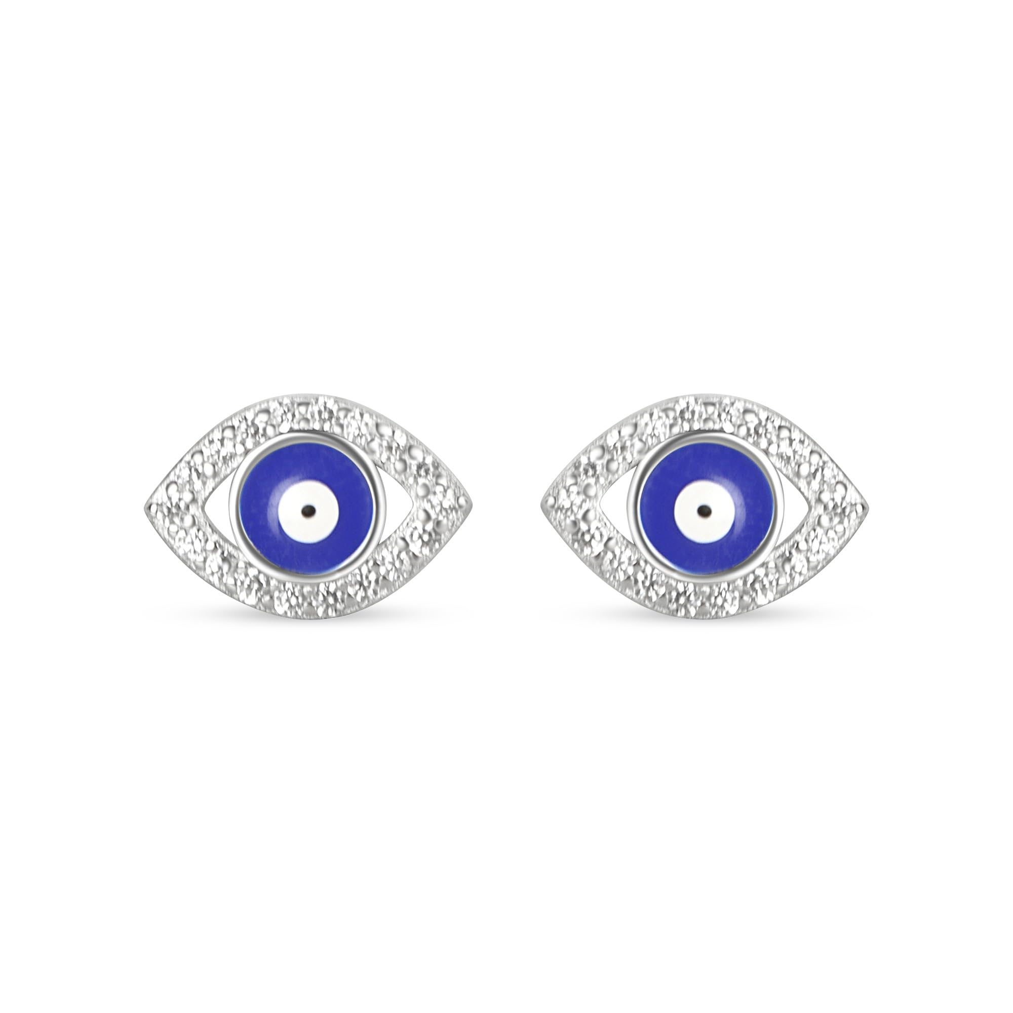 Silver Chest925 Silver Earring Tops| Pure Silver Evil Eye Ear Studs for Women Men Boys and Girls with AAA Cubic Zirconia stones | Set of 2