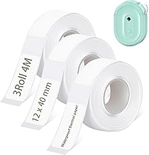 3 Rolls 12 x 40 mm Thermal Adhesive Labels, Thermal Labels Printer for Portable Thermal Printer, Durable and Waterproof, Ideal for Office and Home for Iron-On Labels
