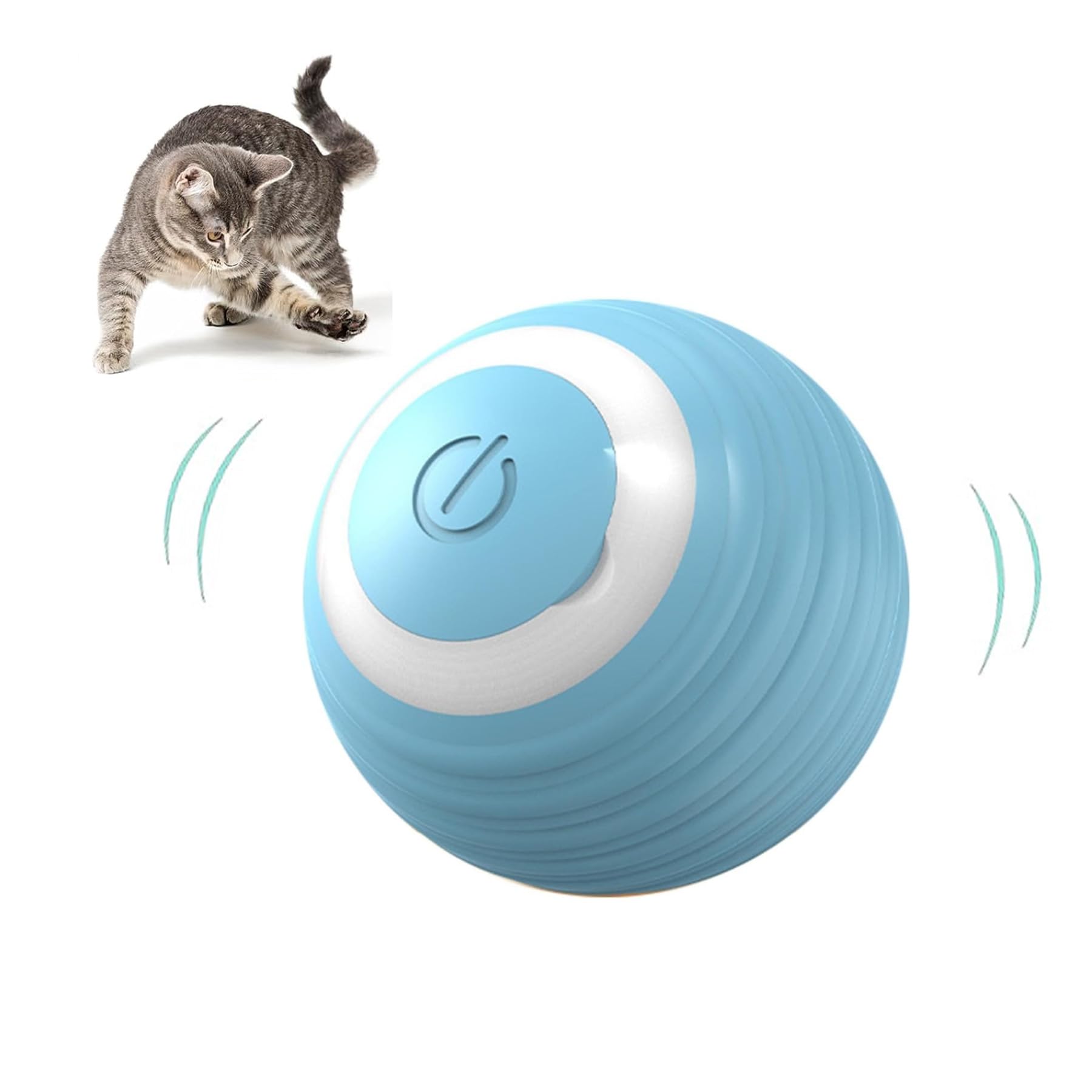 Power Ball Cat Toy, Aiveys Smart Ball Cat, Gertar Cat Toy, USB Charging Smart Pet Toy Ball, Interactive Pet Ball for Cat (Blue)
