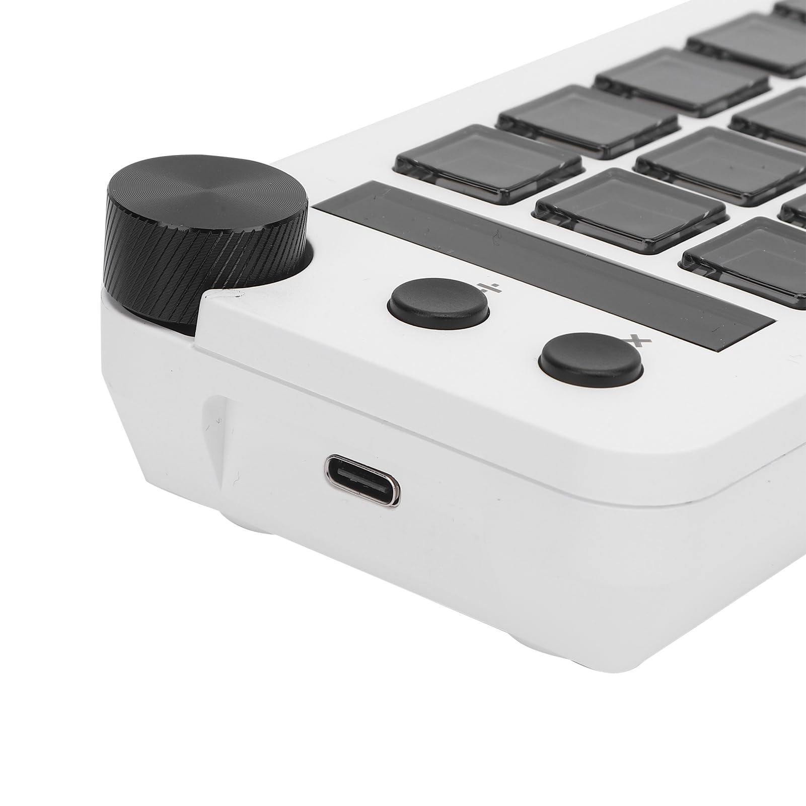Controlador de Estudio con 15 Claves, Controlador de Transmisión con Perilla, Diseños Visuales Personalizables y Macros para Software de PC, Activando Acciones en Aplicaciones (BLACK) (WHITE)