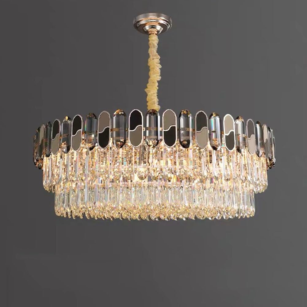 HXYSXHJUO Modern light luxury crystal chandelier, minimalist lamp, for living room hall dining bedroom lighting,95cm