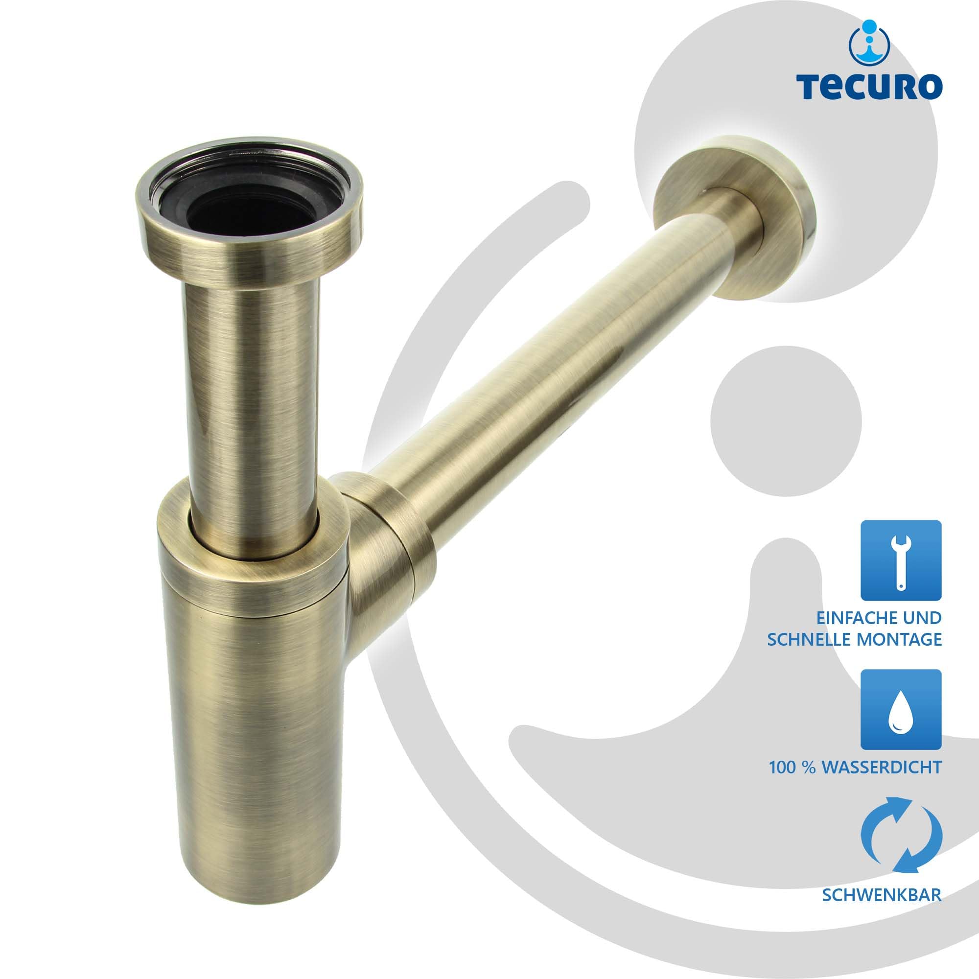 tecuro -575410- Designerski syfon do butelek zamknięcie rurowe - mosiądz brązowy