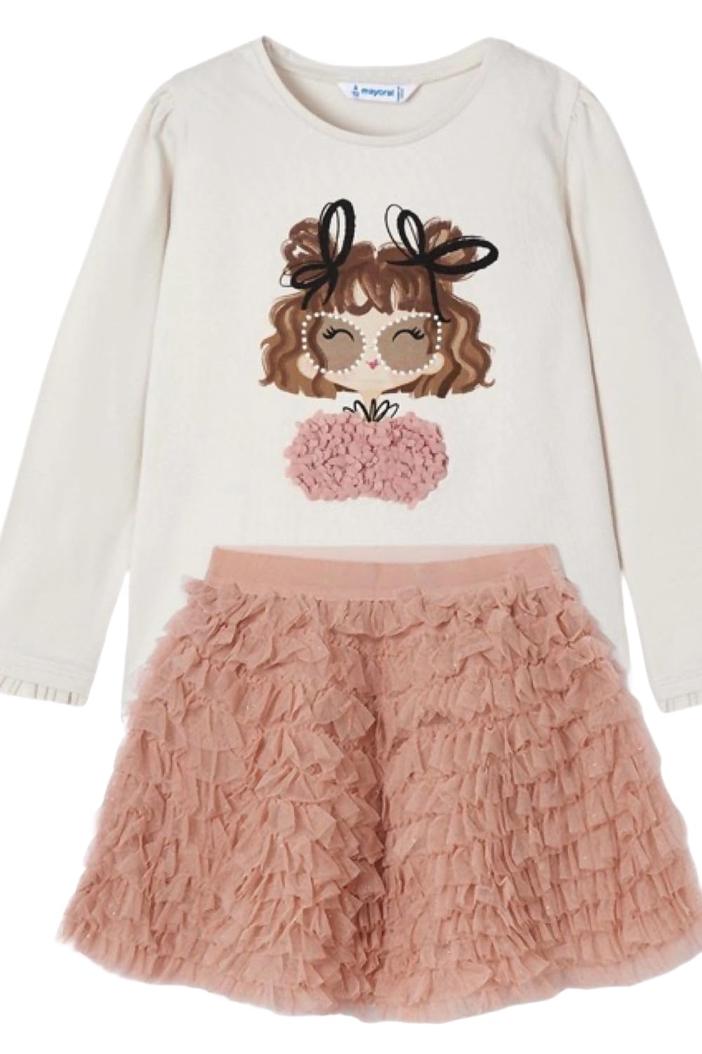 Generico Gonna Tulle Bambina Elegante con Balze e Glitter – Gonna Rosa Principessa per Cerimonia, Danza e Occasioni Speciali