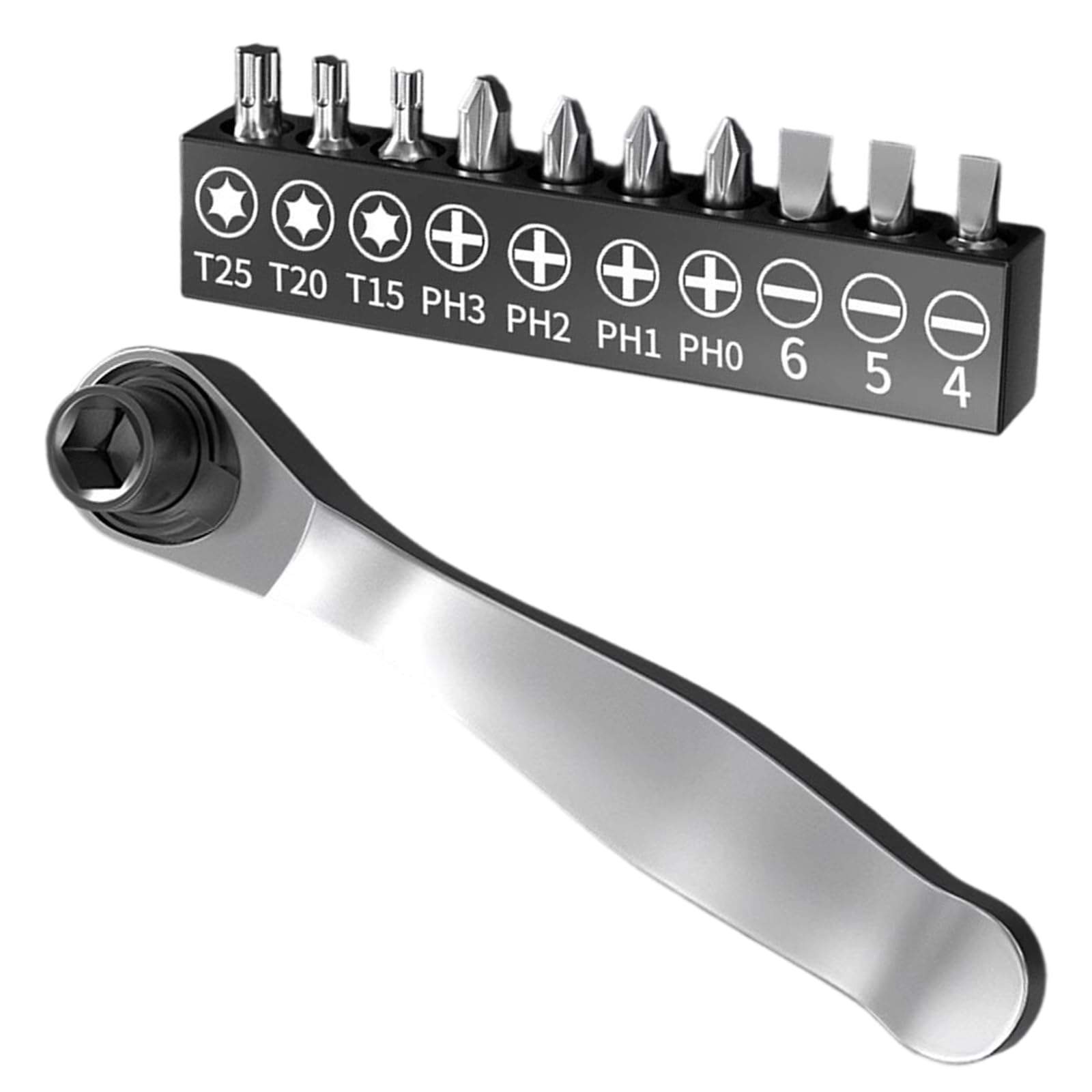 Msioytog 1/4" Drive Ratchets Socket Wrench Handle 72 Tooth Quick-Releases Spanner Car Repair Wrench Socket Tool Multifunction Tool