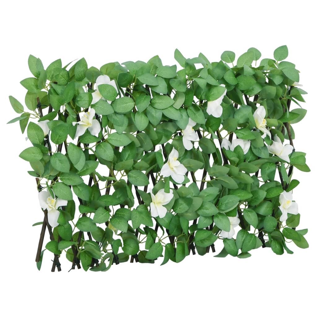 Enrejado De Hiedra Artificial, Extensible, PVC Y Madera, Privacidad Y Decoración, Celosías para Terraza Exterior, Celosía Extensible, Enrejado para Plantas Trepadoras, Verde, 20 x 40 cm - 180 x 30 cm