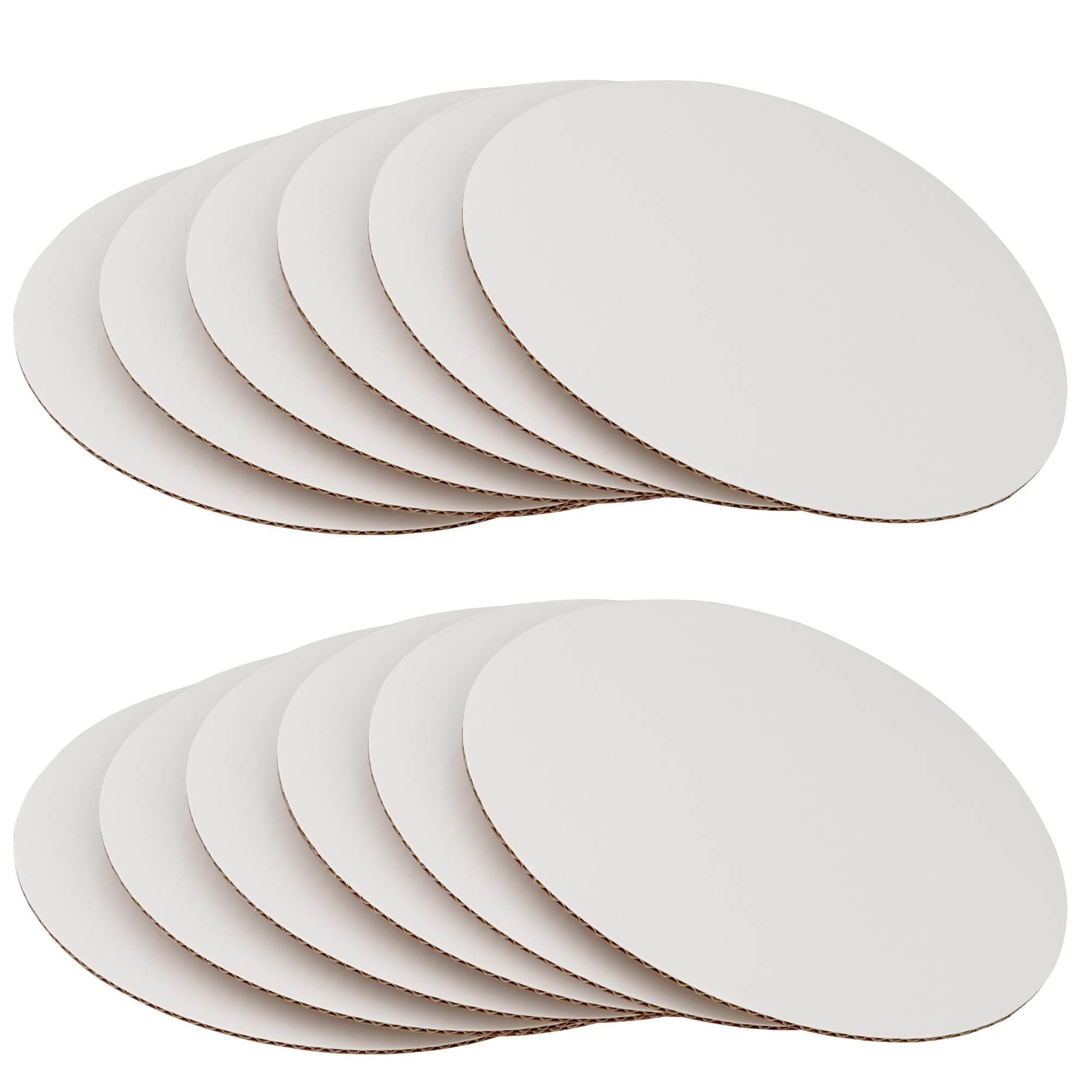 Manjonzic 10 inch White Cake Boards - Sturdy Corrugated Round Cake Bases - 12 Pack