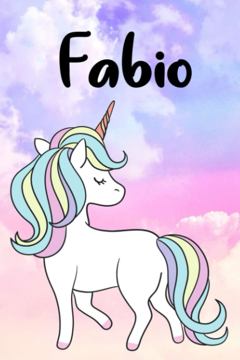 Fabio: Personalized Fabio cute unicorn journal notebook, Diary for Women, Girls, 6x9, 120 Pages