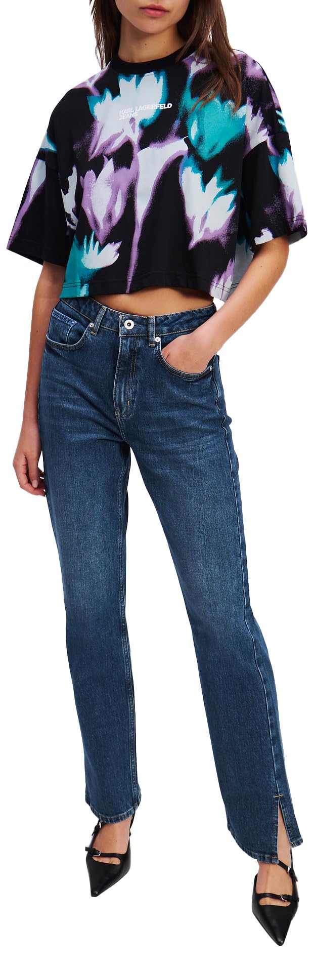 Karl Lagerfeld Jeans Damen Jeans High Rise Straight Denim with Slit
