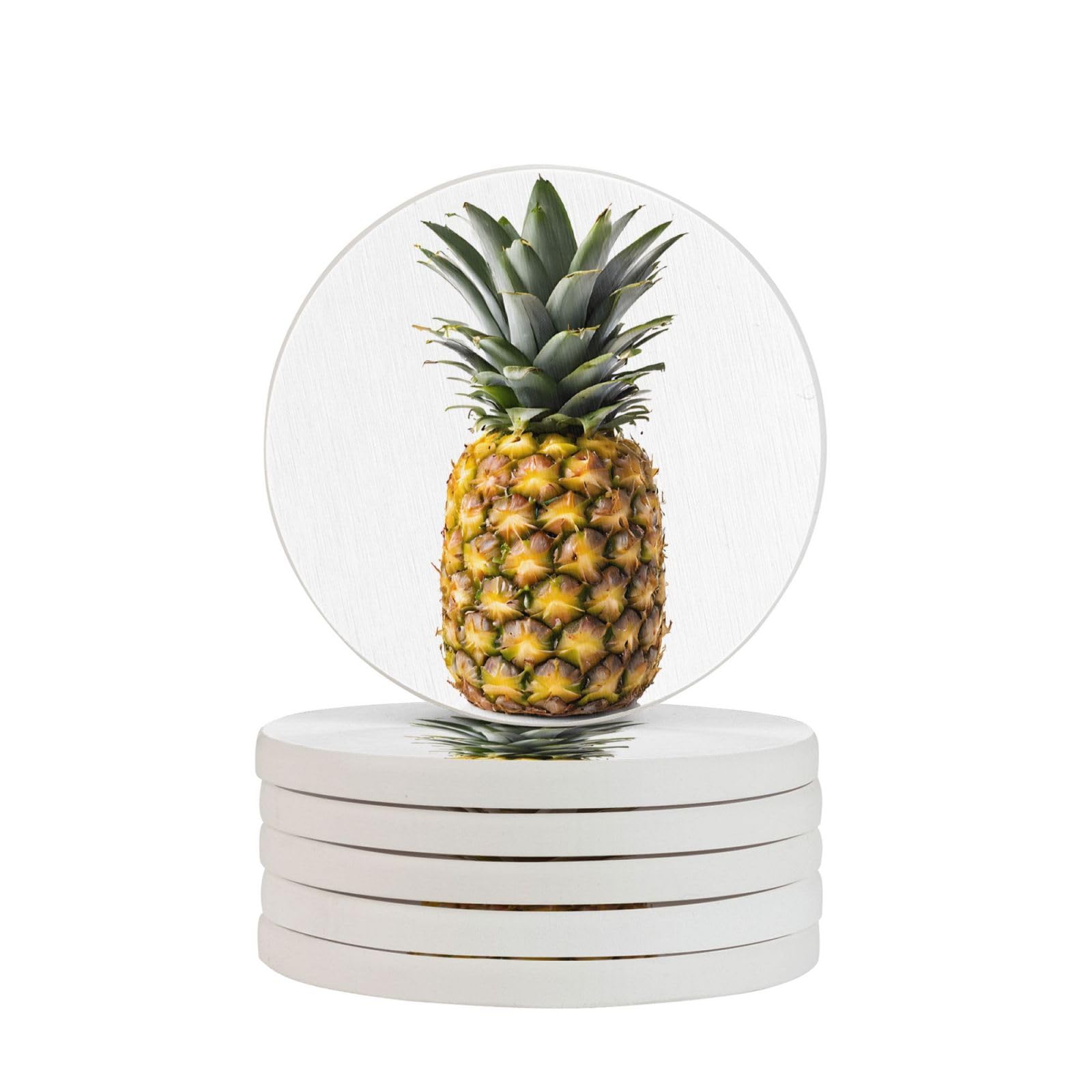 Dessous de verre personnalisés en diatomite (lot de 6, motif ananas)